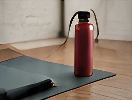 A yoga mat and water bottle